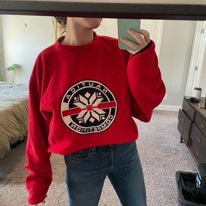 Vintage Nautica Competition Ski Style Red Fleece Sweater Size XL